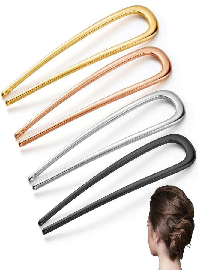 ProSuites 4 Pcs Large French Hair Styling Pins for Long Hair, 5.5 Inch Metal U-Shaped Hair Clips Forks Suitable for Women Bun Updo Hairstyle, 4 Colors - Image 1